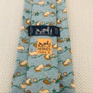Hermès Silk Tie: Furrowing Bunny Rabbit Print